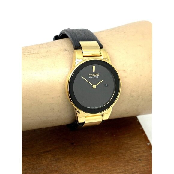 Citizen Women's Watch Eco-Drive Axiom GA1052-04E Gold Tone Case Black Dial 30mm - Picture 10 of 13